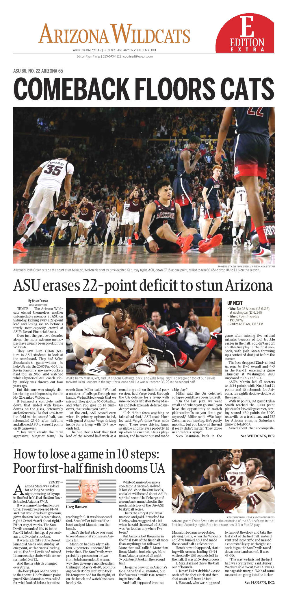 University of Arizona basketball covers, 2020, ASU 2
